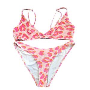 Triangl Womens Animal Cheetah Print Bikini Set XL Top Large bottoms cheeky pink